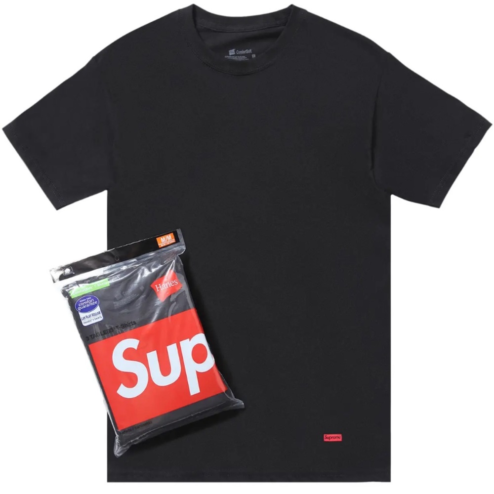 Supreme Hanes Black Tees (set of 3) Size M